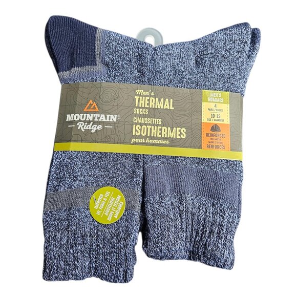 💥$10 ADD ON - 💫NWT Mountain Ridge Men's Thermal Blue Socks 4 Pack Size 10-13 - Picture 1 of 7